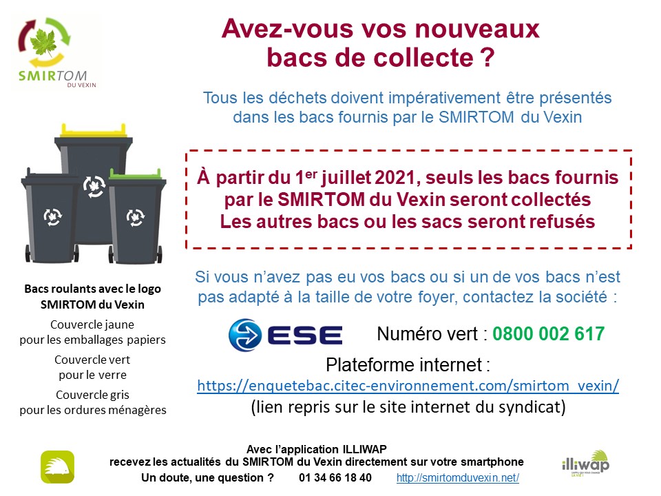 SMIRTOM du Vexin : Informations bacs et illiwap