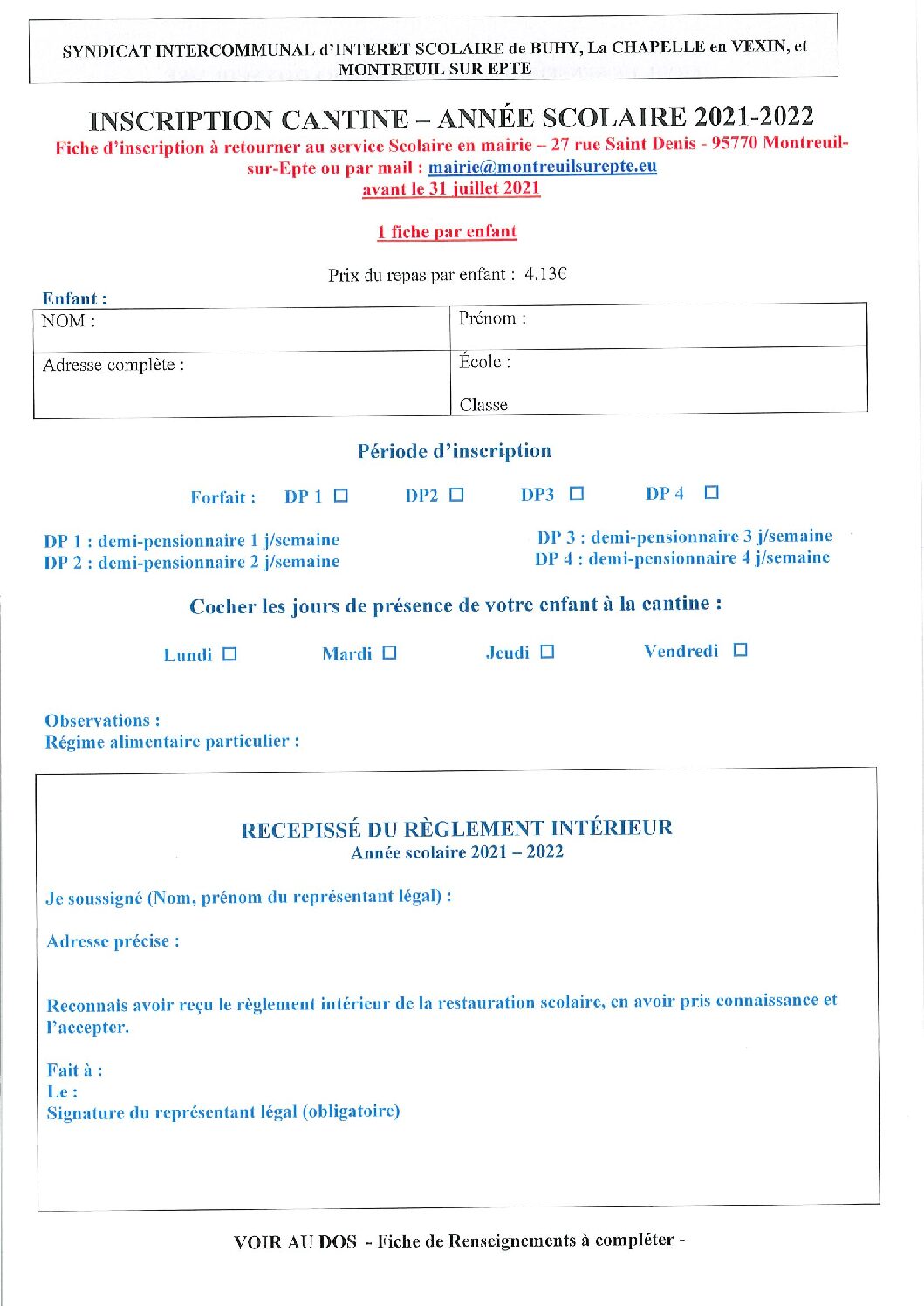 RESTAURATION SCOLAIRE