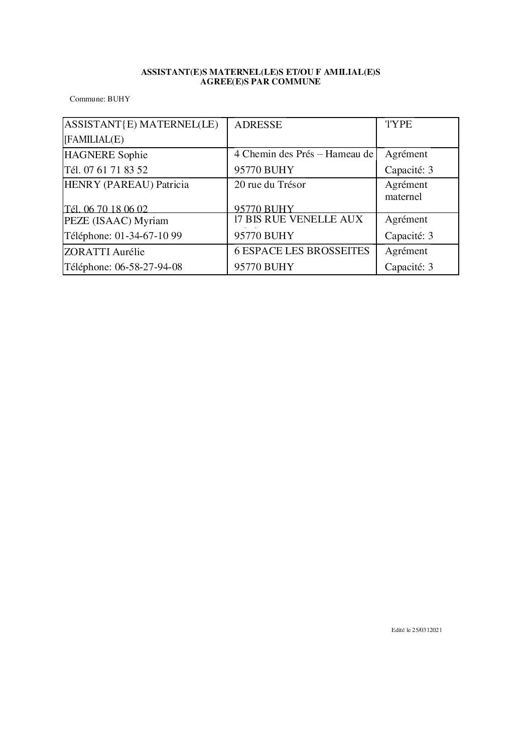 assistantes maternelles agréées