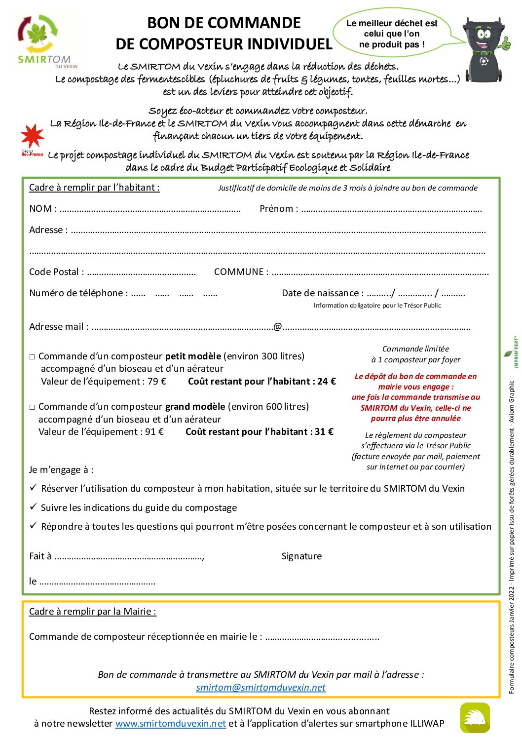 BON DE COMMANDE DE COMPOSTEUR INDIVIDUEL